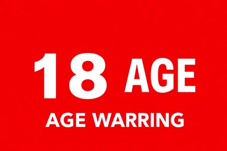 18+ Age Warning Banner - Bold age restriction warning banner, red background, white text, clear warning design